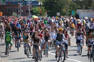 Bicycle events like New Belgium Beer's Tour de Fat are signature community outings and enjoyed by people of all ages. 