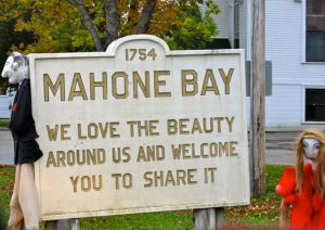 Mahone Bay in Nova Scotia has a welcome sign that tells us what matters to them.