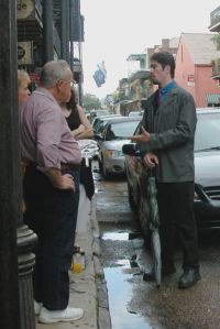 Ghost walks like this one in New Orleans could be storytelling on a walk or interpretation, depending on the guide's motives to entertain or engage the guest.