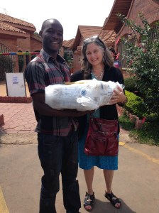 Dr. Beth Kaplin delivered the two laptops recently to Gilbert in Rwanda. 
